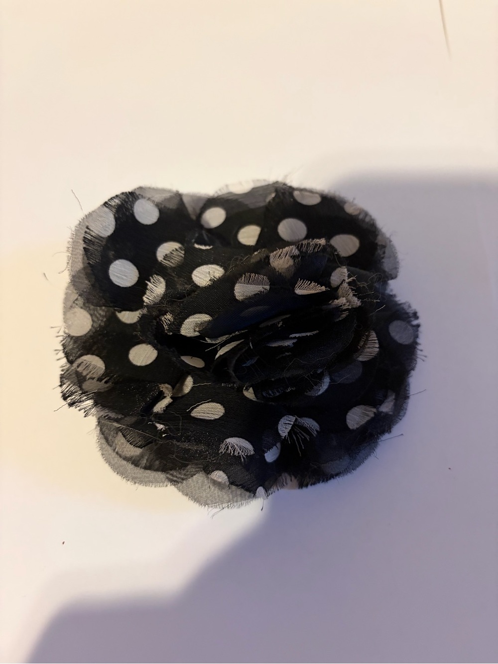 White House Black Market Black Polka Dot Fabric Flower Pin
